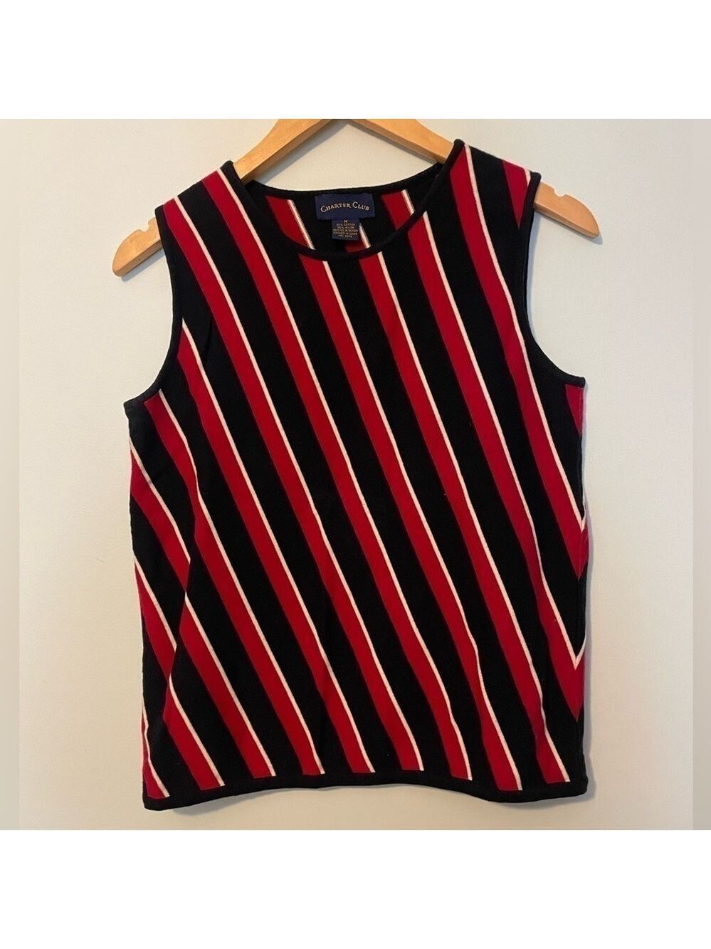 Charter Club Knit Vest Red Black Medium